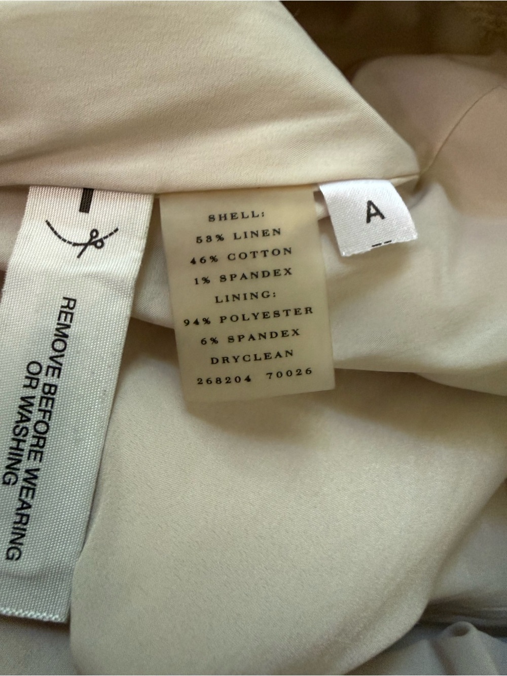 2010's Ann Taylor Beige Textured Linen Cotton Zip Front Panel Mini Skirt Size 10 - Picture 9 of 11